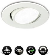 Kantelbare Inbouwspot - LED - 4 Stuks Voordeel - 3 watt - Energiezuinig & Duurzaam - 4000K Helderwit - Bespaart 80% - Wit