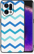 Coque arrière en Siliconen OPPO Find X5 Phone Case avec Black Edge Zigzag Blauw