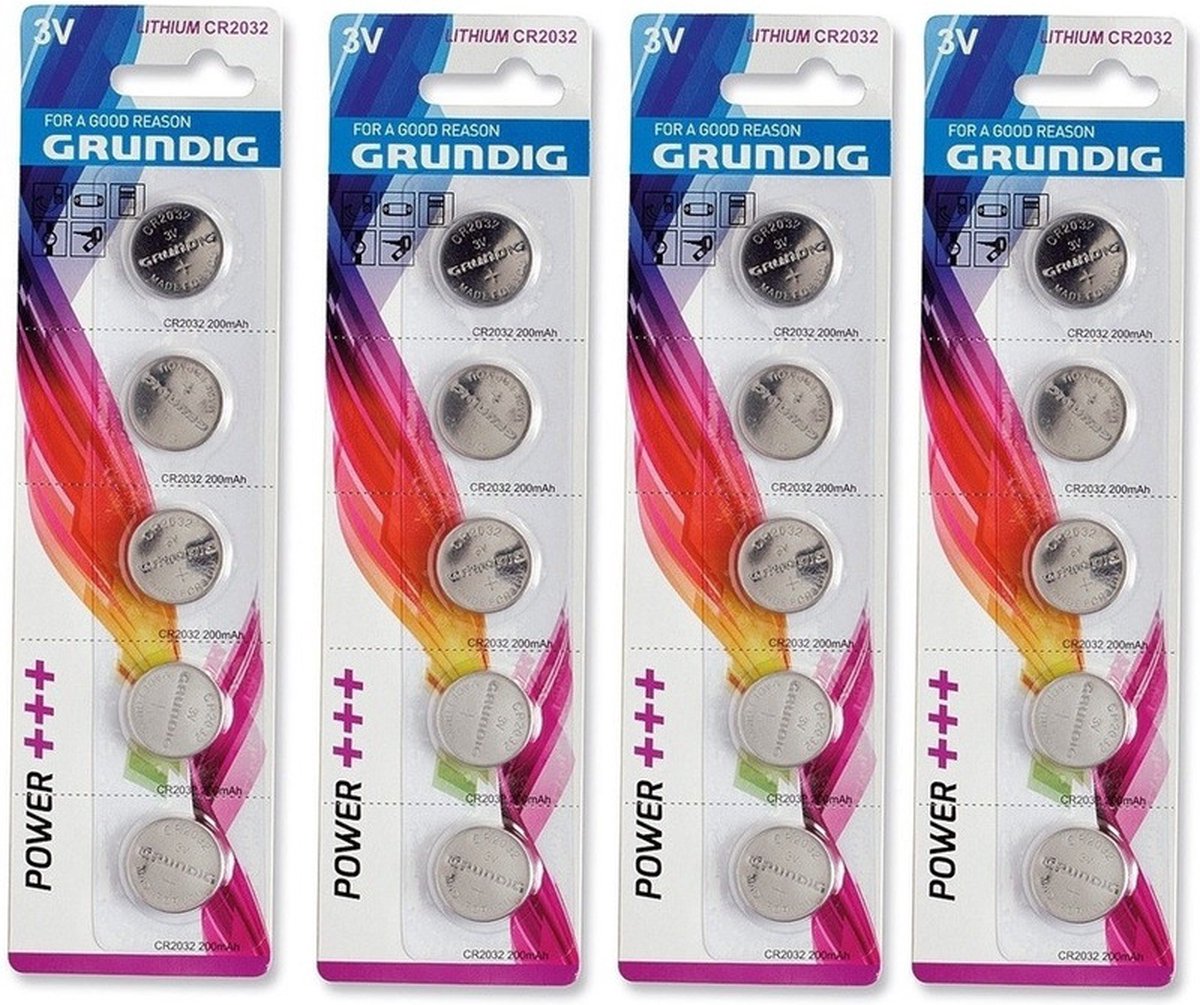 20x Grundig lithium knoopcel batterijen CR2032 - 3V - knoopcelbatterijen / knoopbatterijen
