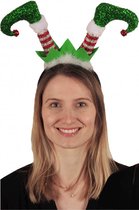 Kerst haarband/diadeem elfen beentjes groen - Kerstaccessoires/tiara