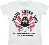 Fun t-shirt Jesus Loves You dames XXL