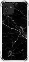 Smartphone hoesje Geschikt voor Samsung Galaxy A03 Mobiel Hoesje met transparante rand Marmer Zwart
