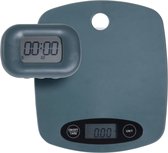 Balance de cuisine numérique et minuterie en plastique bleu max 5 kilos - Balance de précision et minuterie magnétique