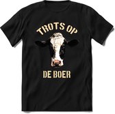 T-Shirt Knaller T-Shirt|Trots op de boer / Boerenprotest / Steun de boer|Heren / Dames Kleding shirt Koe|Kleur zwart|Maat L