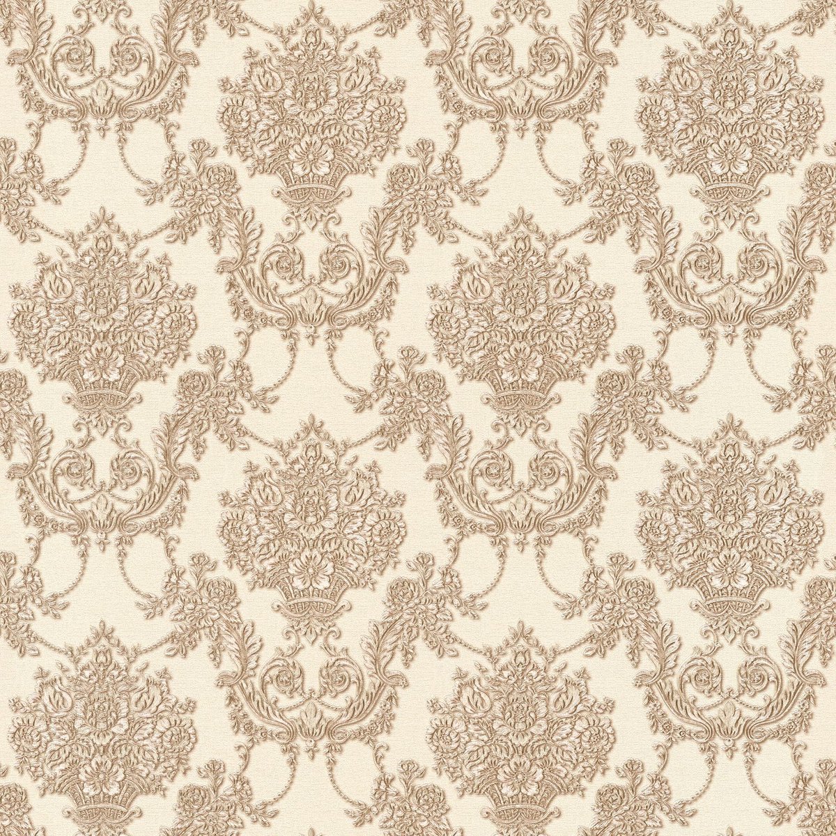 Barok behang Profhome 344925-GU vliesbehang licht gestructureerd in barok stijl mat bronzen bruin beige 5,33 m2