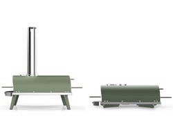 ZiiPa Pizza Oven Piana - Houtgestookt - Met Thermometer - Eucalyptus - Geschikt voor Ø 30 cm Pizza's - Roterende Pizzasteen voor Gelijkmatige Bakresultaten - Snel en Efficiënt
