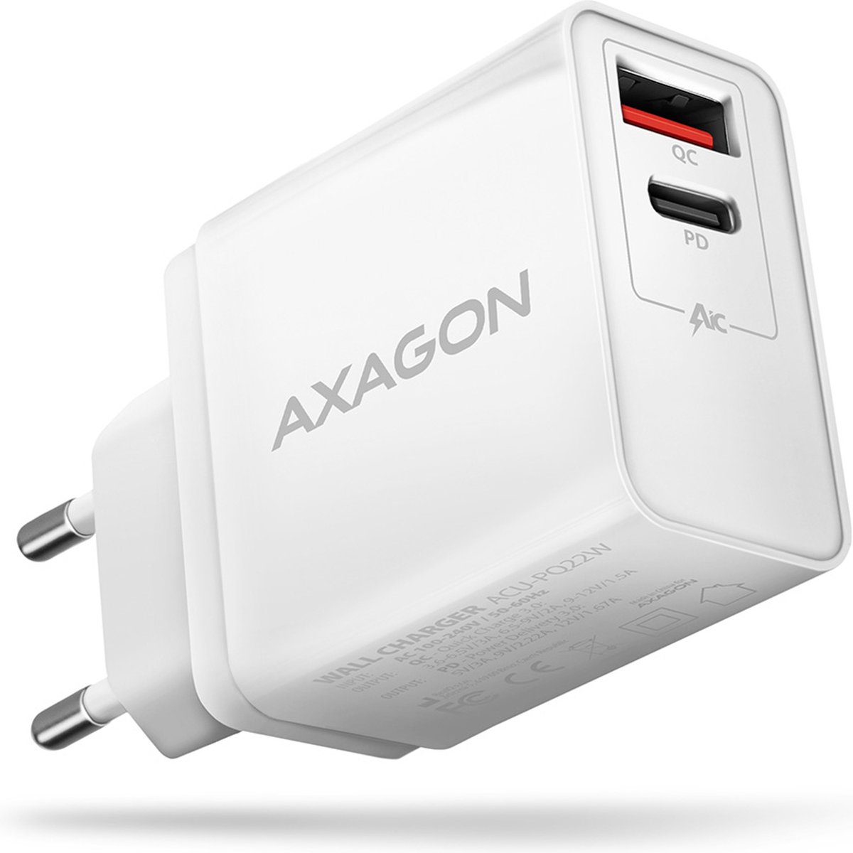 AXAGON ACU-PQ22W wall charger QC3.0/AFC/FCP + PD type-C, 22W, white