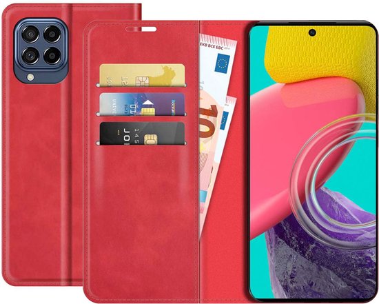 Étui Samsung Galaxy M53 Bookcase hoesje - Just in Case - Rouge solide - Similicuir