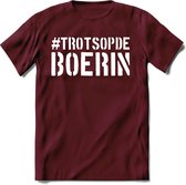 T-Shirt Knaller T-Shirt|Trots op de boerin / Boerenprotest / Steun de boer|Heren / Dames Kleding shirt|Kleur Burgundy|Maat XL