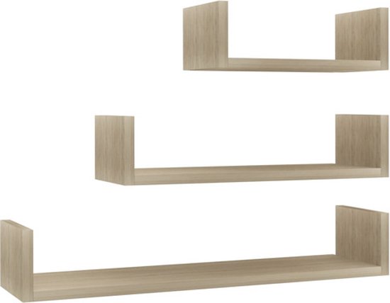 vidaXL Wandschappen kubus 3 st sonoma eikenkleurig