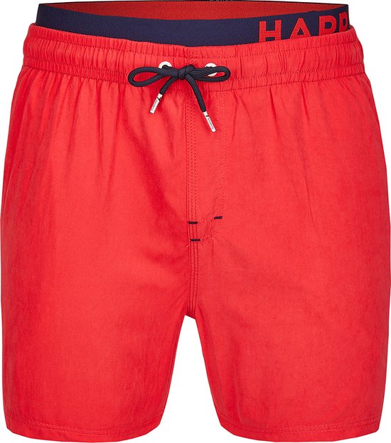 Happy Shorts Zwemshorts Heren Dubbele Waistband Effen Rood - Maat M - Zwembroek