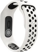 Siliconen Smartwatch bandje - Geschikt voor TomTom Touch sport bandje - wit/zwart - Strap-it Horlogeband / Polsband / Armband