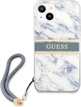 Guess Marble Stripe Back Case - Geschikt voor Apple iPhone 13 (6.1") - Blauw