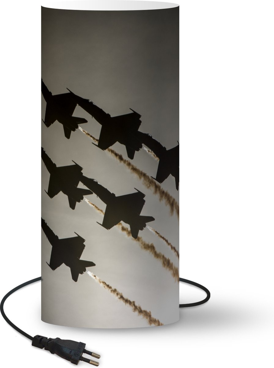 Lamp - Nachtlampje - Tafellamp slaapkamer - Vliegtuig - Straaljager - Grijs - 70 cm hoog - Ø29.6 cm - Inclusief LED lamp