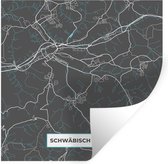 Muurstickers - Sticker Folie - Blauw – Duitsland – Plattegrond – Stadskaart – Kaart – Schwäbisch Gmünd - 120x120 cm - Plakfolie - Muurstickers Kinderkamer - Zelfklevend Behang XXL - Zelfklevend behangpapier - Stickerfolie