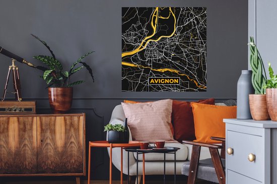 Stickers muraux - Plan d'étage - Carte - Avignon - France - Plan de ville - 80x80 cm - Film adhésif