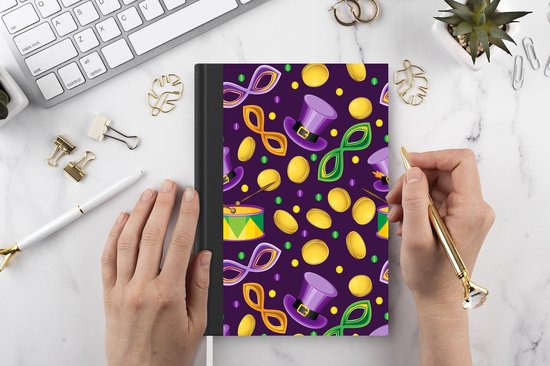 Carnet - Cahier - Carnaval - Fête - Violet - Motifs - Carnet - Format A5 - Bloc-notes
