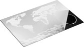 Chefcare Inductie Beschermer Wereldkaart Gemaakt van Wolken - Zwart Wit - 80x55 cm - Afdekplaat Inductie - Kookplaat Beschermer - Inductie Mat