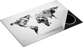 Chefcare Inductie Beschermer Kleurrijke Wereldkaart - Abstract - Zwart Wit - 80,2x52,2 cm - Afdekplaat Inductie - Kookplaat Beschermer - Inductie Mat