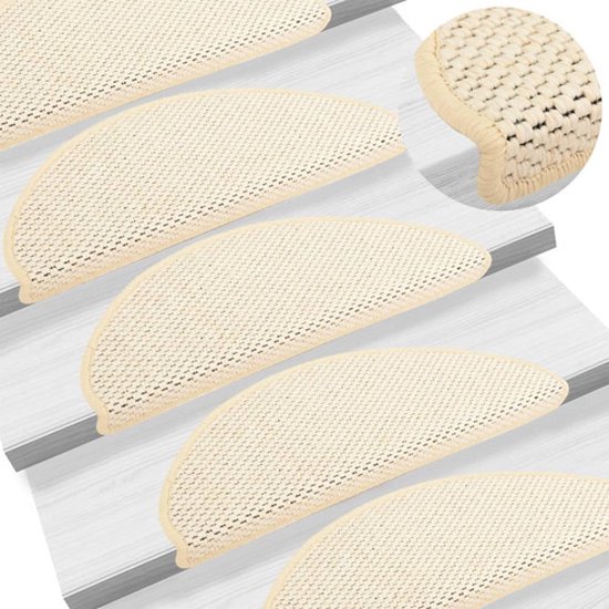 vidaXL Trapmatten zelfklevend 15 st sisal-look 56x17x3 cm lichtgroen