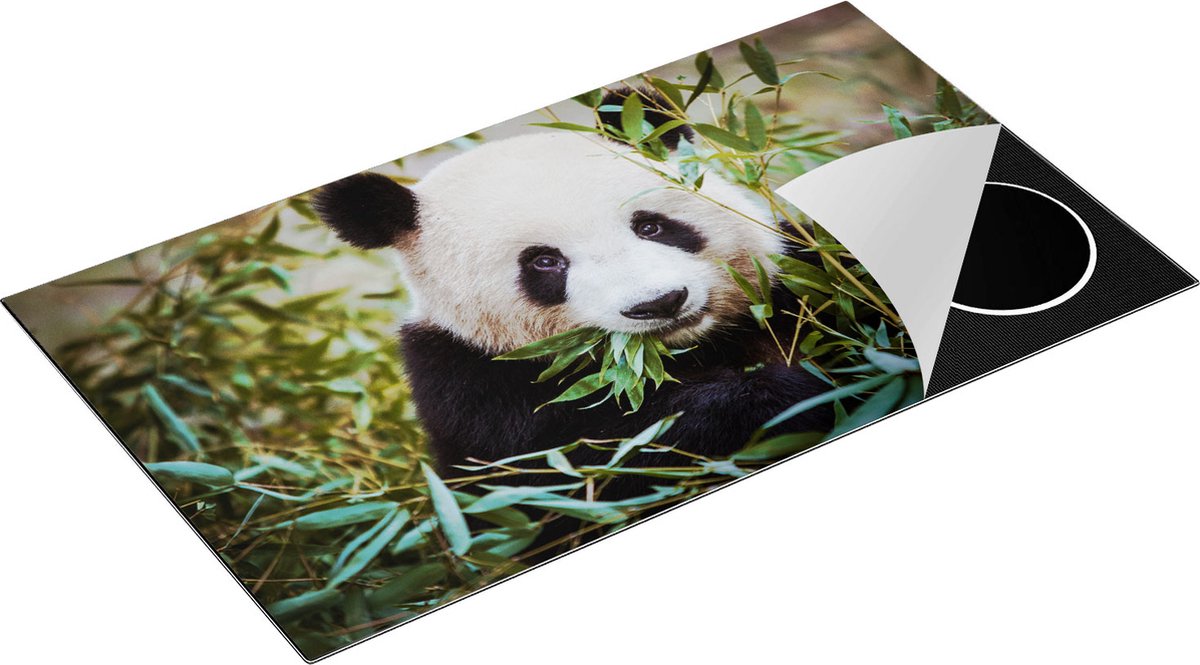Chefcare Inductie Beschermer Panda Eet Planten - 90x50 cm - Afdekplaat Inductie - Kookplaat Beschermer - Inductie Mat