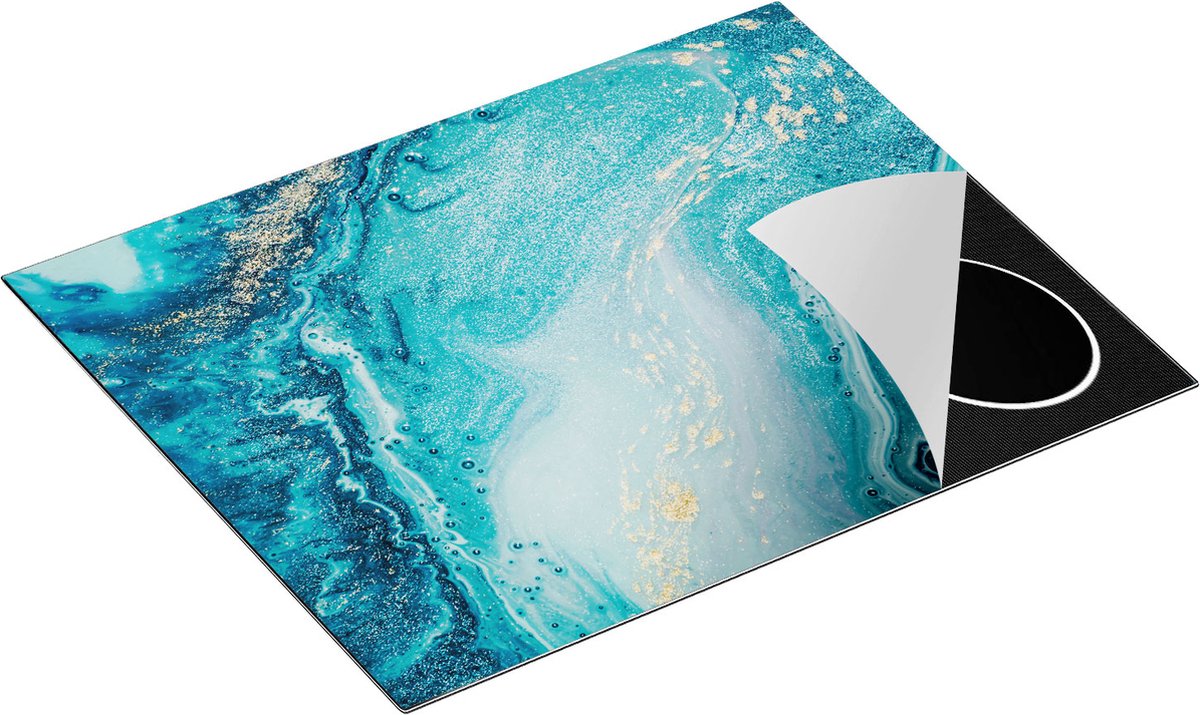 Chefcare Inductie Beschermer Abstracte Kunst Blauwe Oceaan - 65x50 cm - Afdekplaat Inductie - Kookplaat Beschermer - Inductie Mat