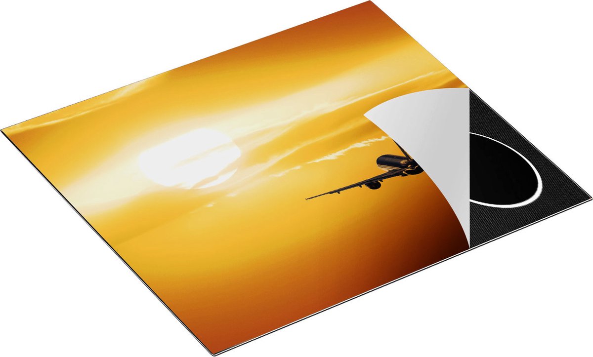 Chefcare Inductie Beschermer Vliegtuig bij Zonsondergang - 60x50 cm - Afdekplaat Inductie - Kookplaat Beschermer - Inductie Mat