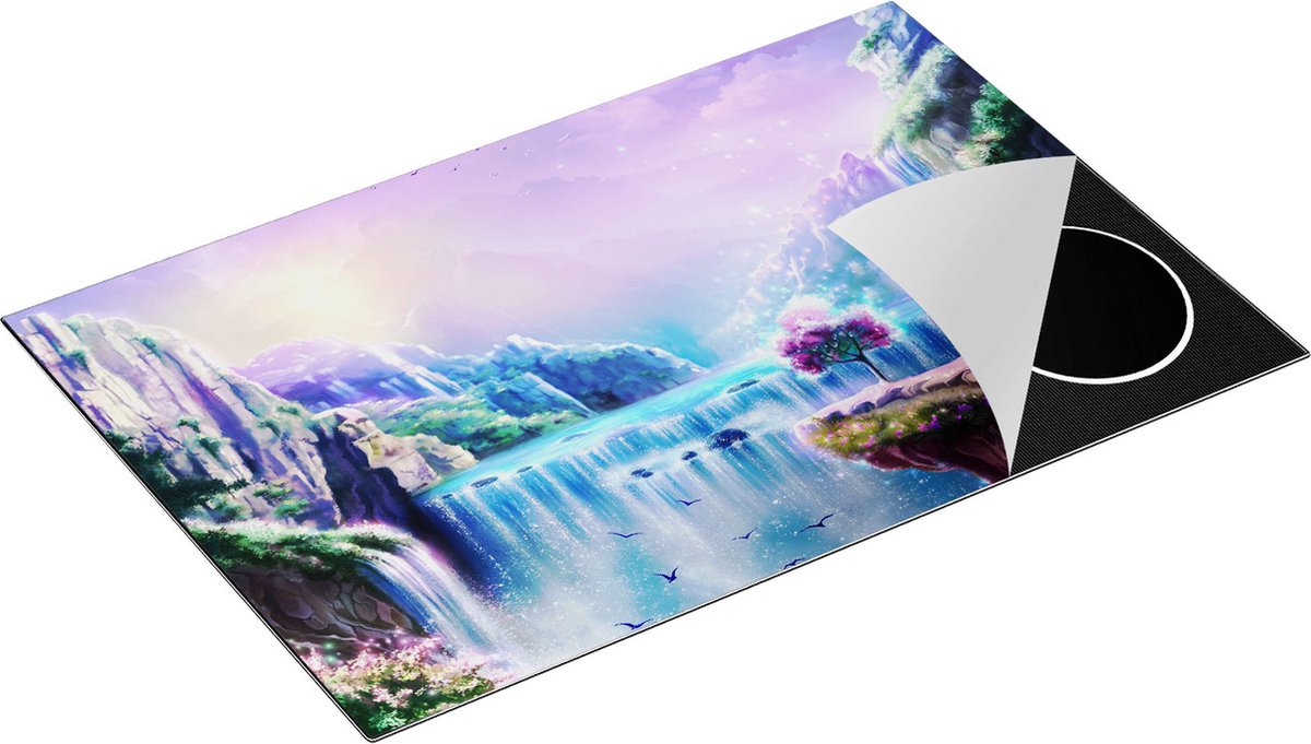 Chefcare Inductie Beschermer Kleurrijke Sprookjes Waterval - Abstract - 80x50 cm - Afdekplaat Inductie - Kookplaat Beschermer - Inductie Mat