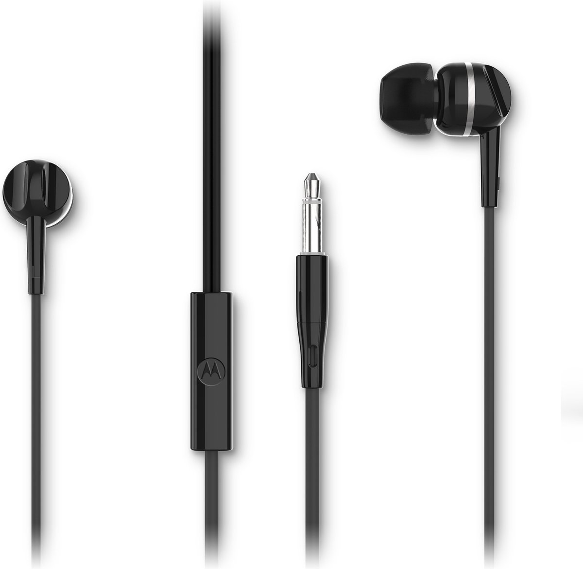 Motorola Sound Oordopjes met Draad 105 - In-Ear - Incl. 6 Siliconen Oordoppen - In-Line Microfoon - Zwart