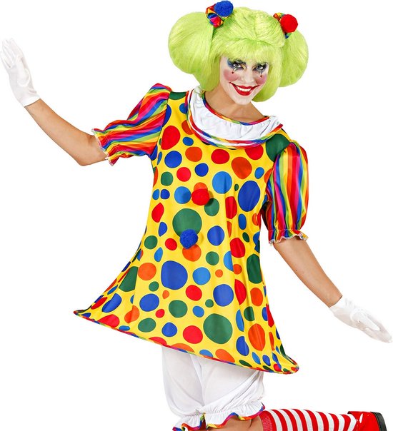 Widmann - Clown & Nar Kostuum - Vrolijk Clown - Meisje Vrouw - Multicolor - Medium - Carnavalskleding - Verkleedkleding
