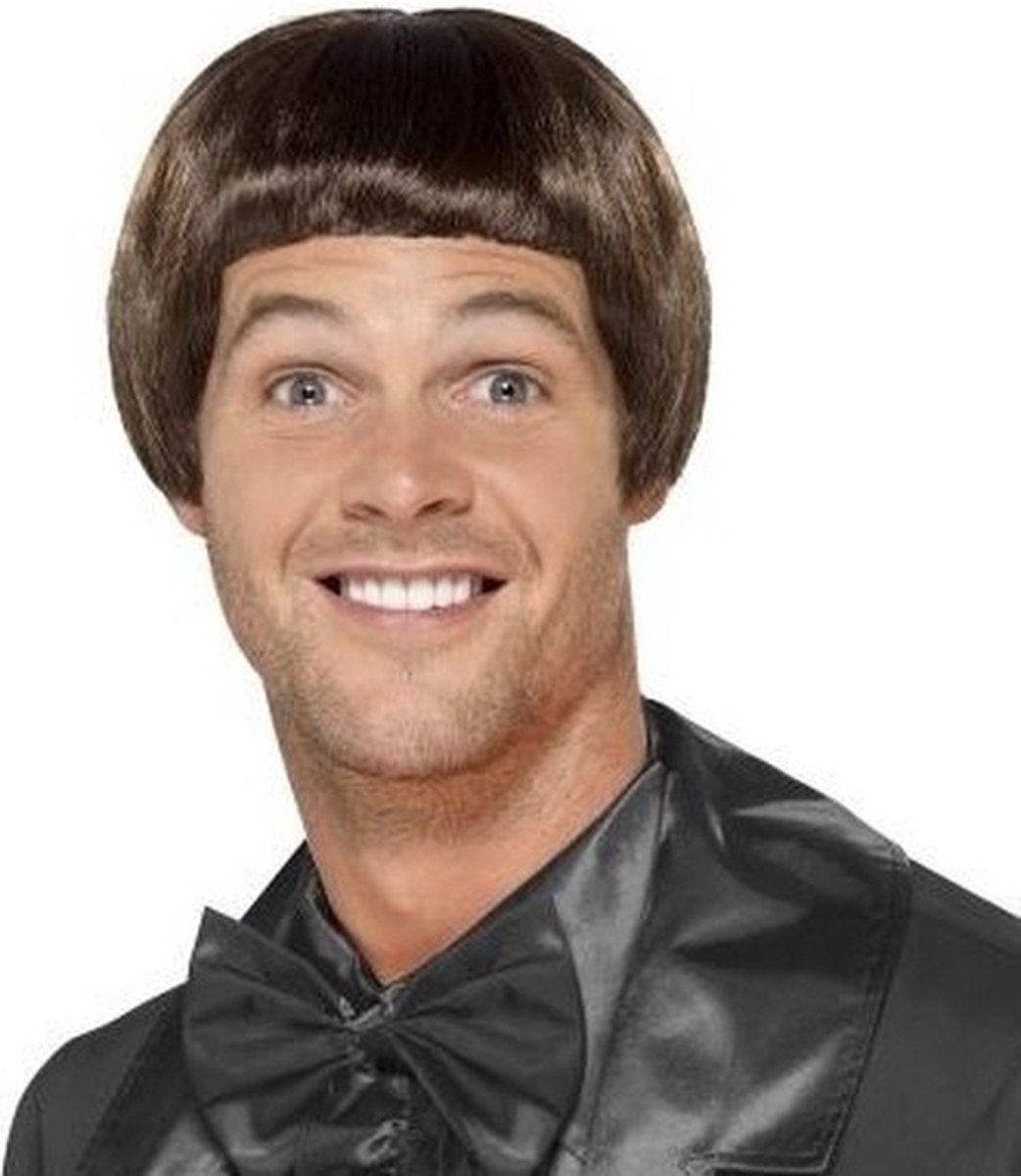 Smiffys Verkleed pruik - jaren 90 - bruin - kort haar - heren - Carnaval - herenpruik - 90s — afbeelding 3