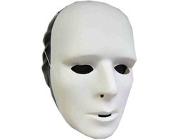 foto van Grimeer maskers - wit - kunststof - met elastiekje - Zelf beschilderen - gezichtsmaskers