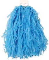 1x Stuks cheerball/pompom blauw met ringgreep 28 cm - Cheerleader verkleed accessoires