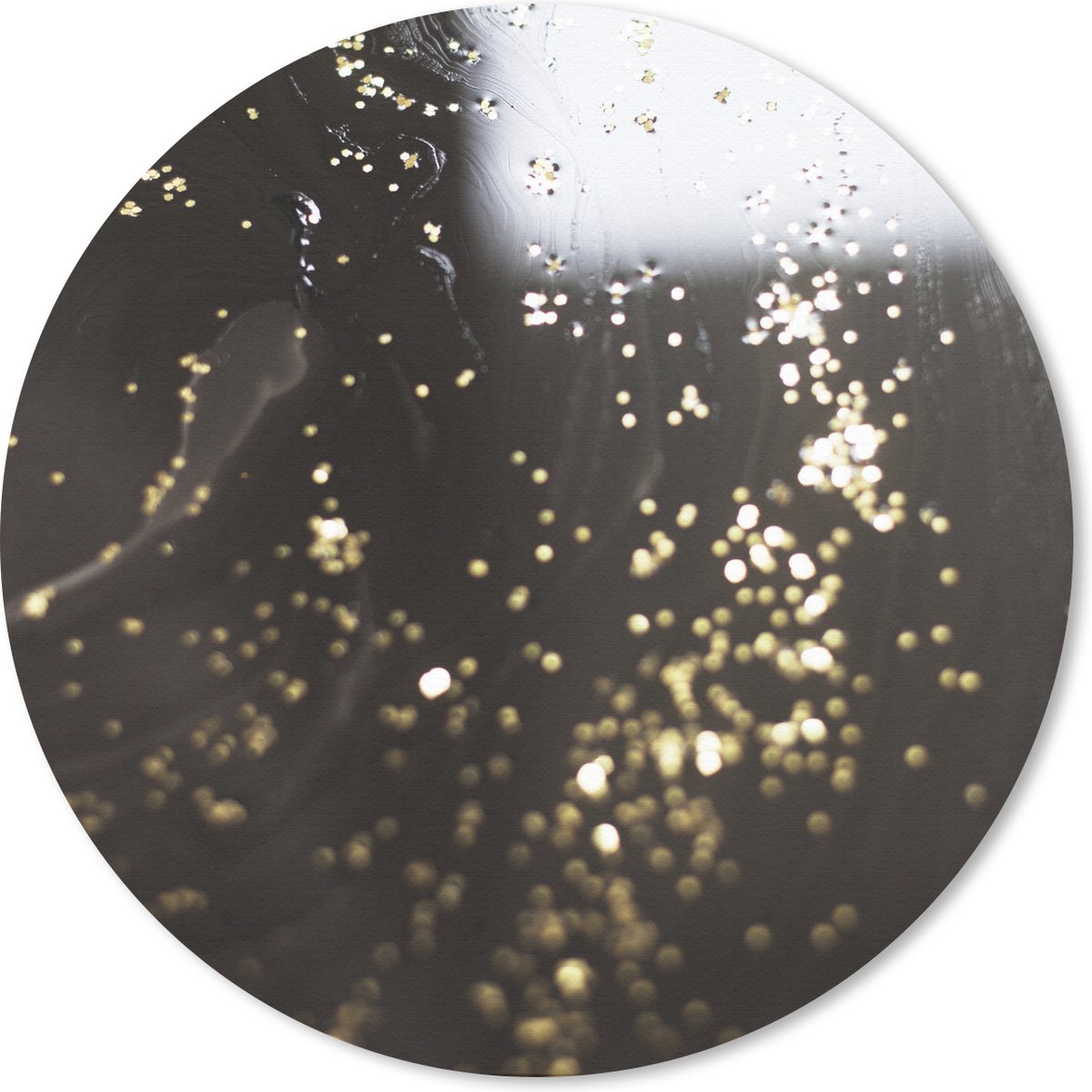 Muismat rond 40x40 cm - Mousepad Marmer - Luxe - Glitter - Zwart - Ronde muismatten