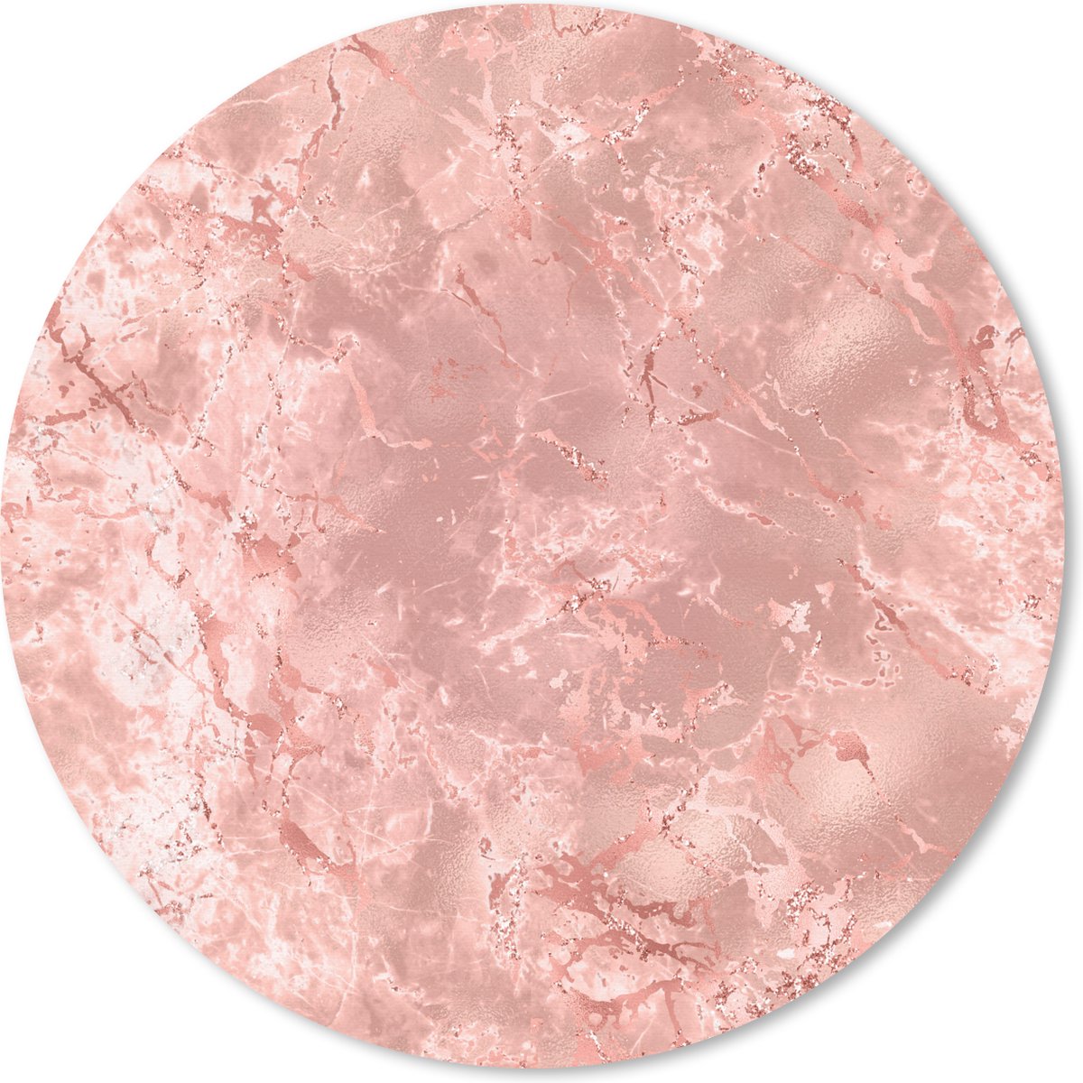 Muismat rond 30x30 cm - Mousepad Marmer - Wit - Roze - Ronde muismatten