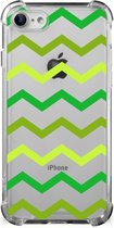 Telefoon Hoesje Geschikt voor iPhone SE 2022/2020 | Geschikt voor iPhone 8/7 Back Cover Siliconen Hoesje met transparante rand Zigzag Groen