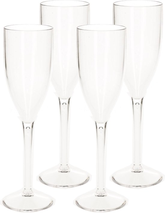 6x stuks onbreekbaar champagne/prosecco glas transparant kunststof 15  cl/150 ml -... | bol.com