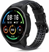 Strap-it Leren / siliconen bandje - geschikt voor Xiaomi Mi Watch / Xiaomi Watch S1 / Watch S1 Pro / Watch 2 Pro - Active - zwart