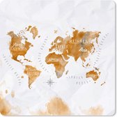Tapis de souris XXL - Sous-main - Tapis de bureau - Carte - Or - Monde - 80x80 cm - Tapis de souris XXL