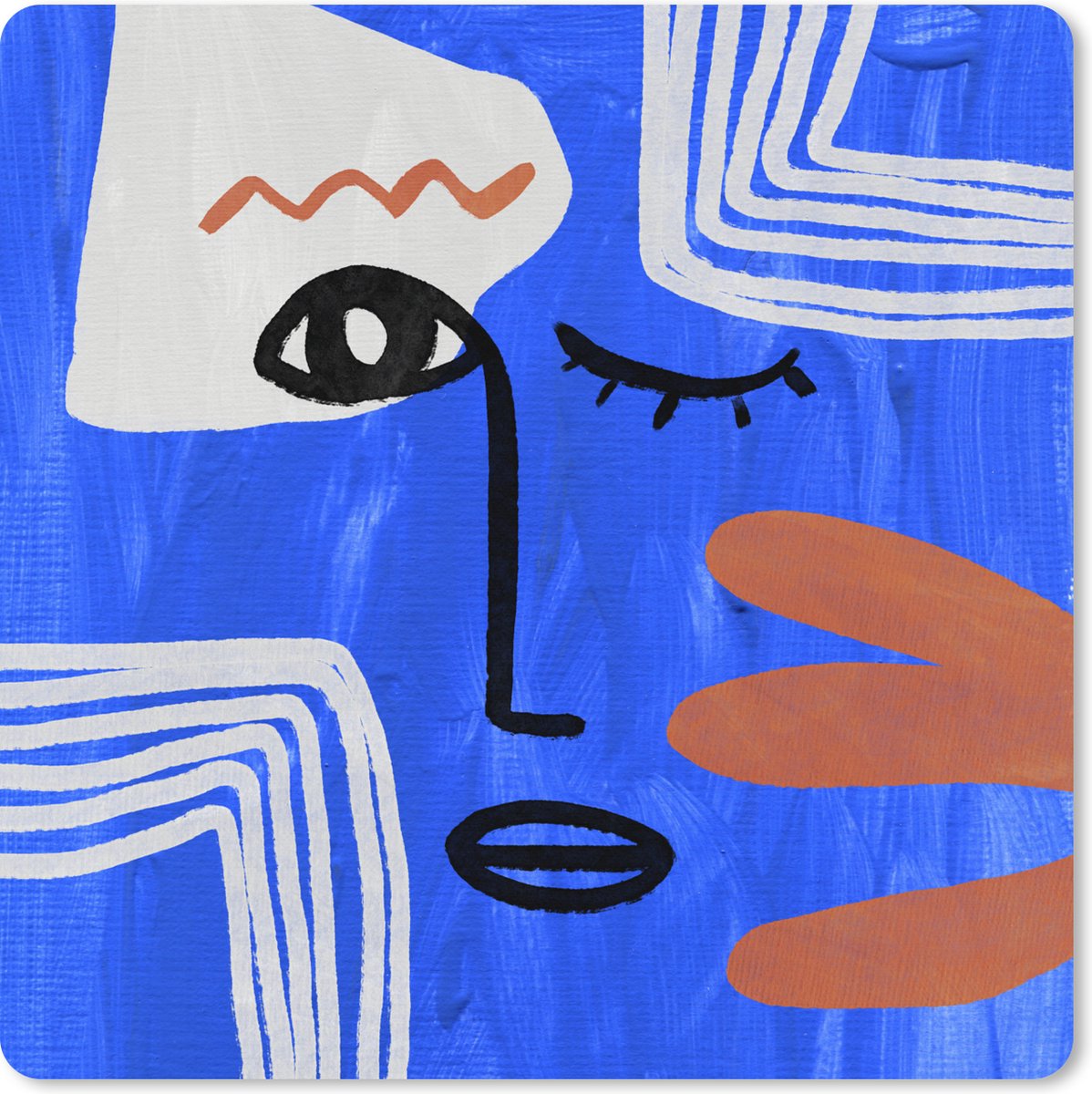 Muismat XXL 80x80 cm - Bureau onderlegger - Bureau mat Portret - Blauw - Abstract - Bureaumat - Gaming mousepad xl - Bureaulegger groot - Computer deskmat