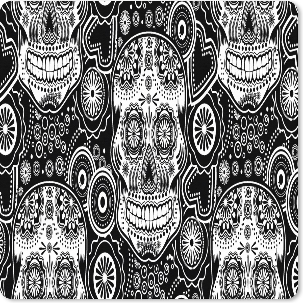 Muismat XXL 50x50 cm - Bureau onderlegger - Bureau mat Tieners - Skull - Bloemen - Patronen - Bureaumat - Gaming mousepad xl - Bureaulegger groot - Computer deskmat
