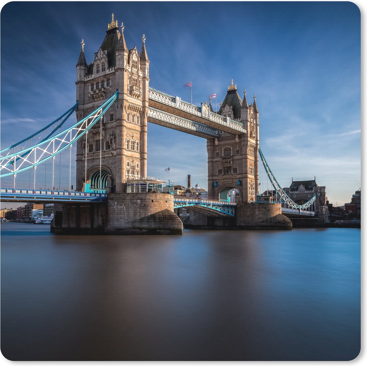 Muismat XXL 60x60 cm - Bureau onderlegger - Bureau mat Tower Bridge - Theems - Londen - Bureaumat - Gaming mousepad xl - Bureaulegger groot - Computer deskmat
