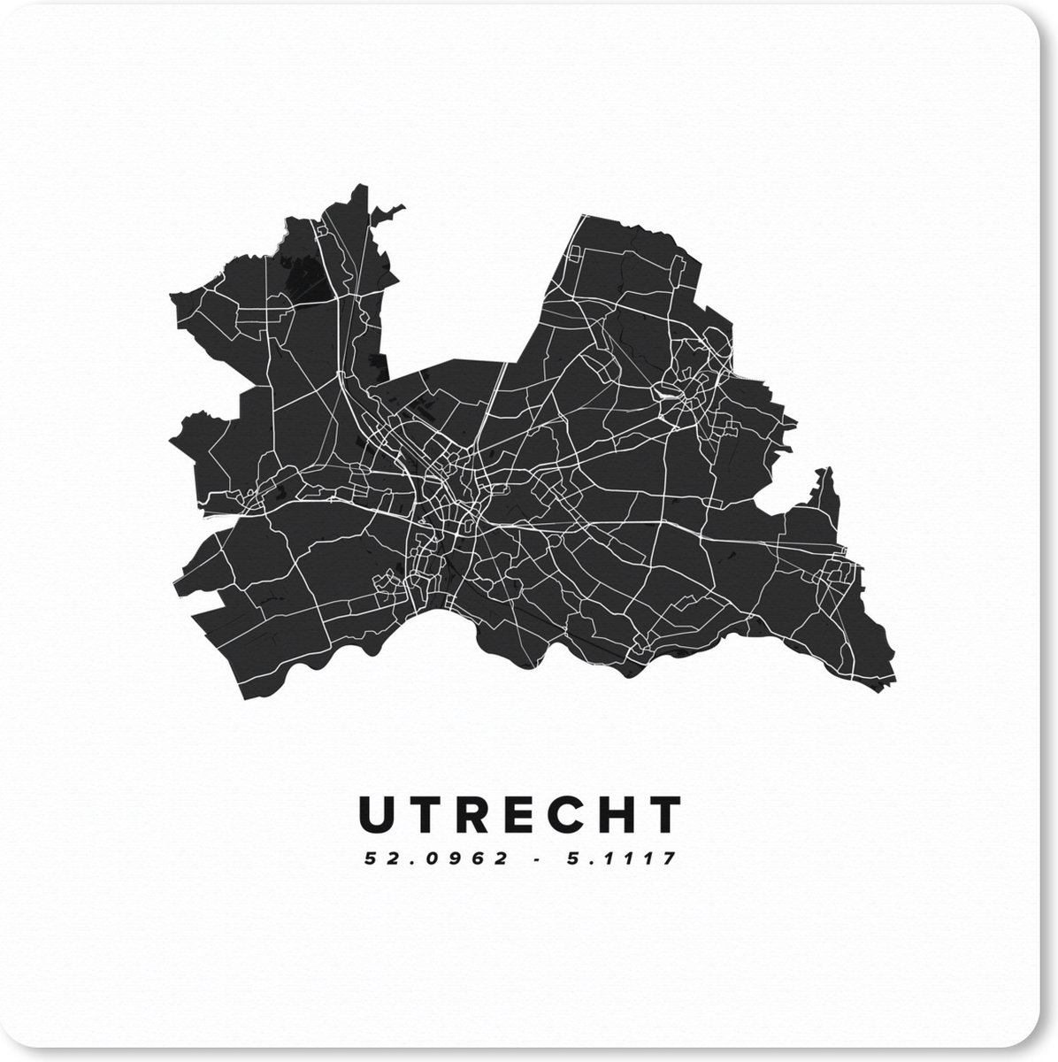 Muismat XXL 80x80 cm - Bureau onderlegger - Bureau mat Utrecht - Nederland - Wegenkaart - Bureaumat - Gaming mousepad xl - Bureaulegger groot - Computer deskmat