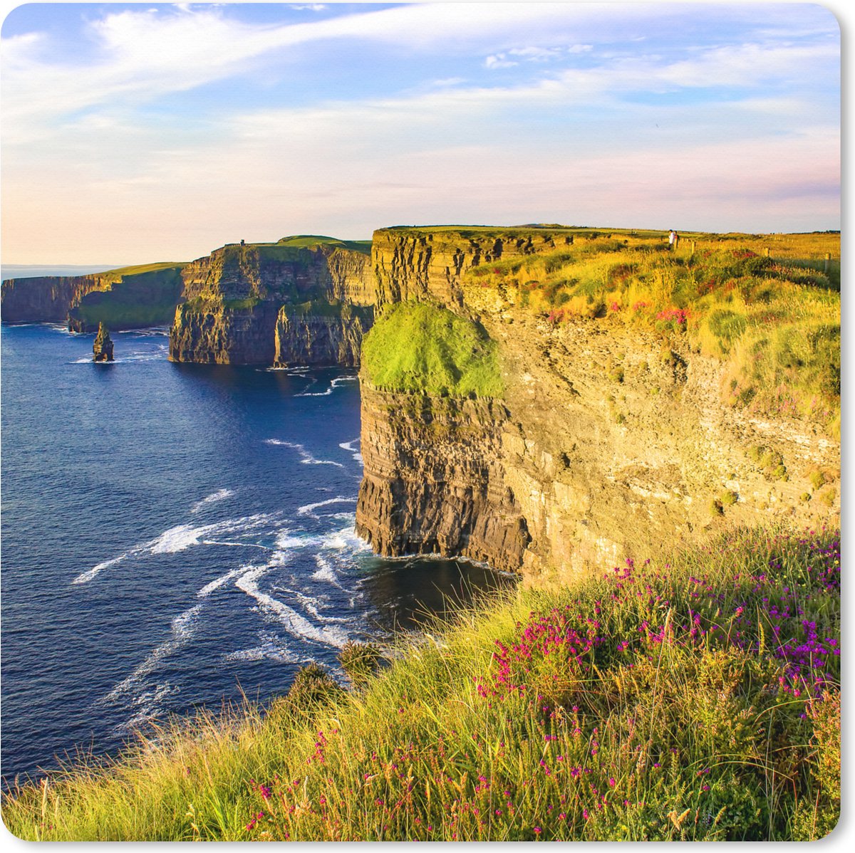 Muismat XXL 60x60 cm - Bureau onderlegger - Bureau mat Kalksteen van de Kliffen van Moher in Ierland - Bureaumat - Gaming mousepad xl - Bureaulegger groot - Computer deskmat