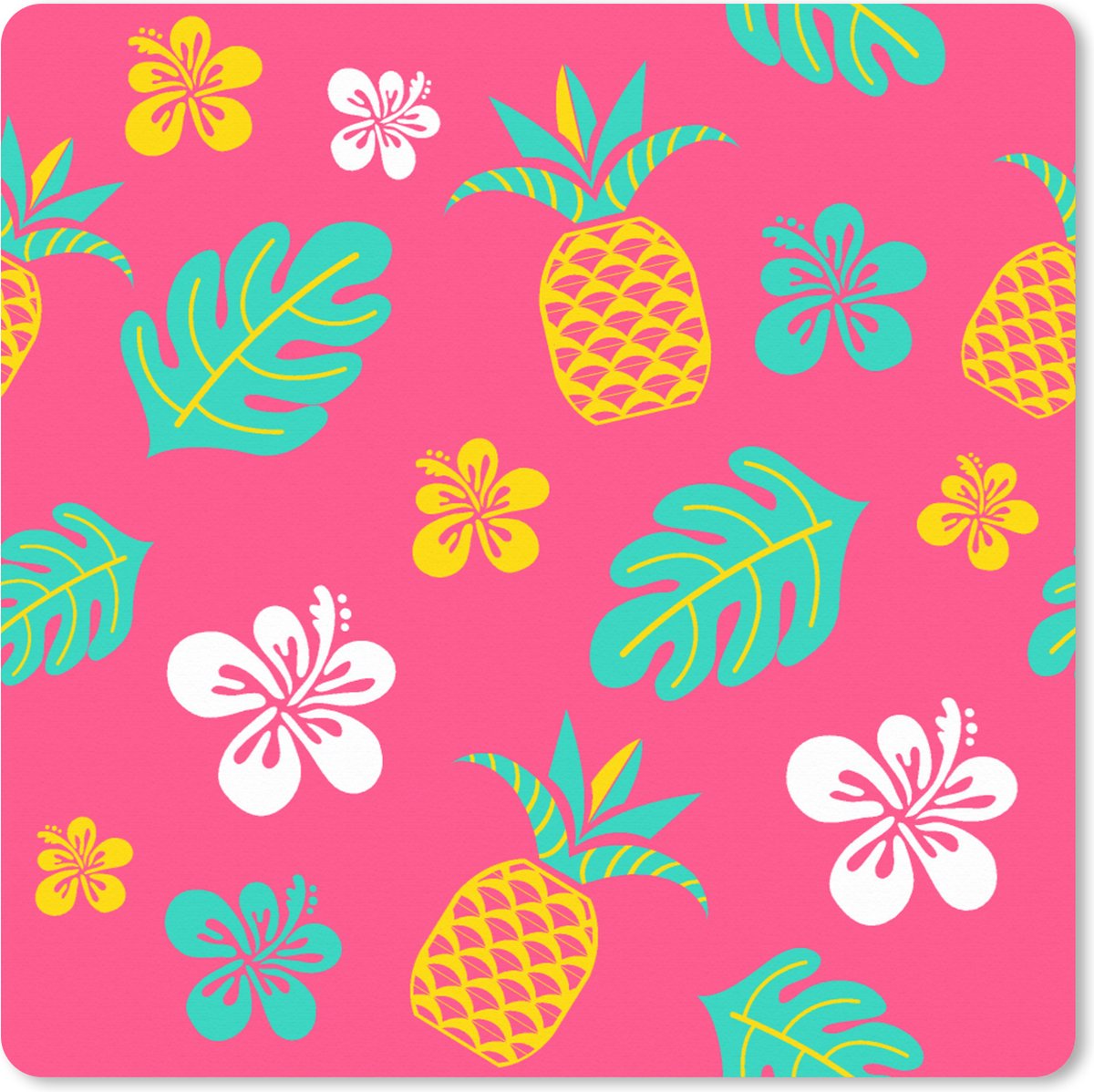 Muismat XXL 60x60 cm - Bureau onderlegger - Bureau mat Zomer - Patronen - Ananas - Bureaumat - Gaming mousepad xl - Bureaulegger groot - Computer deskmat