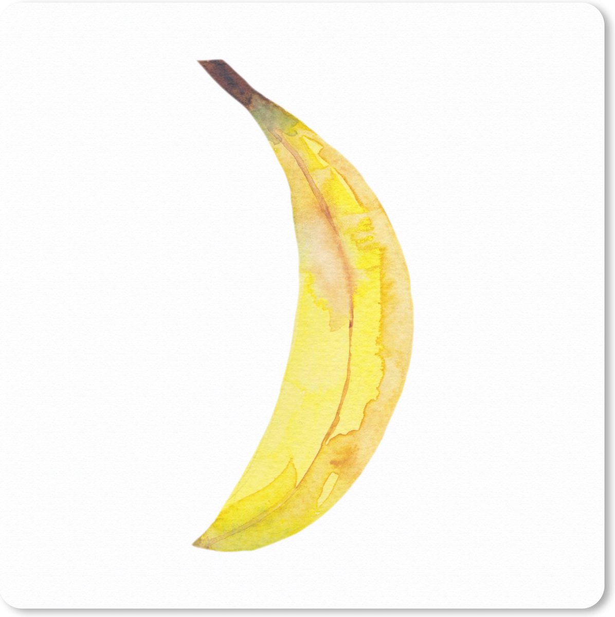 Muismat XXL 80x80 cm - Bureau onderlegger - Bureau mat Banaan - Aquarel - Wit - Bureaumat - Gaming mousepad xl - Bureaulegger groot - Computer deskmat