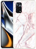 Xiaomi Poco X4 Pro Hoesje White Pink Marble - Designed by Cazy