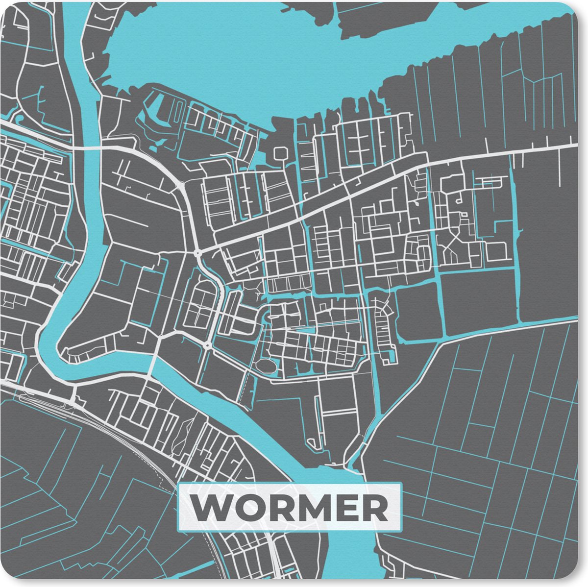 Muismat 20x20 cm - Mousepad Plattegrond - Kaart - Wormer - Stadskaart - Muismatten - Stadskaart