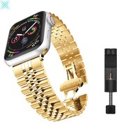 MY PROTECT® Bracelet de Luxe en Métal pour Apple Watch Series 1/2/3/4/5/6/7/SE 38/40/41mm Bracelet de Montre - Bracelet de Montre en Acier Inoxydable Jubilee Link - Or
