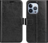 iPhone 14 Pro Max Hoesje - MobyDefend Wallet Book Case (Sluiting Achterkant) - Zwart - GSM Hoesje - Telefoonhoesje Geschikt Voor iPhone 14 Pro Max